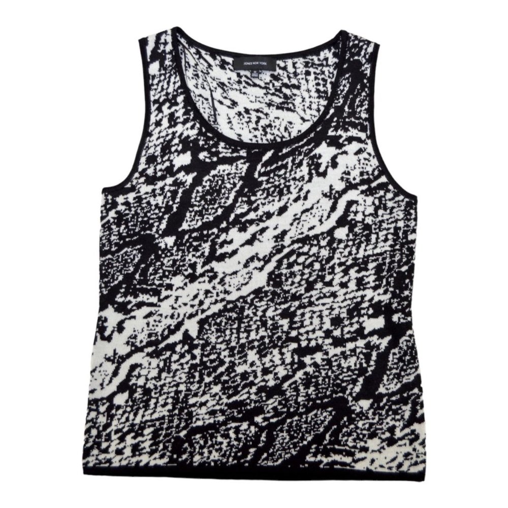 Womens Jones New York Acrylic Wool Black Sugar Stretchy Sleeveless Tank Top Sz M